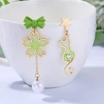 Brincos assimétricos de óleo de desenho animado da moda, adicione um toque divertido e estiloso ao seu visual, perfeitos para uso diário. — foto 30
