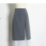 High Waist Double Layer Slit Skirt in Elephant Gray with Pearl White Stitching. Stylish and comfortable. Perfect for any — photo 3