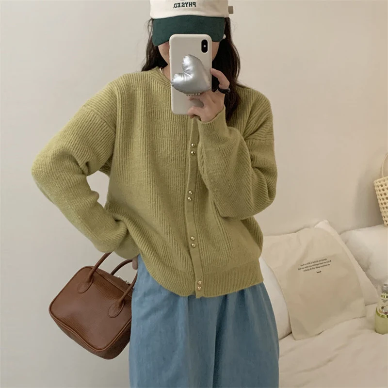 Title 7, Cardigan lungo coreano da donna a manica lunga,...