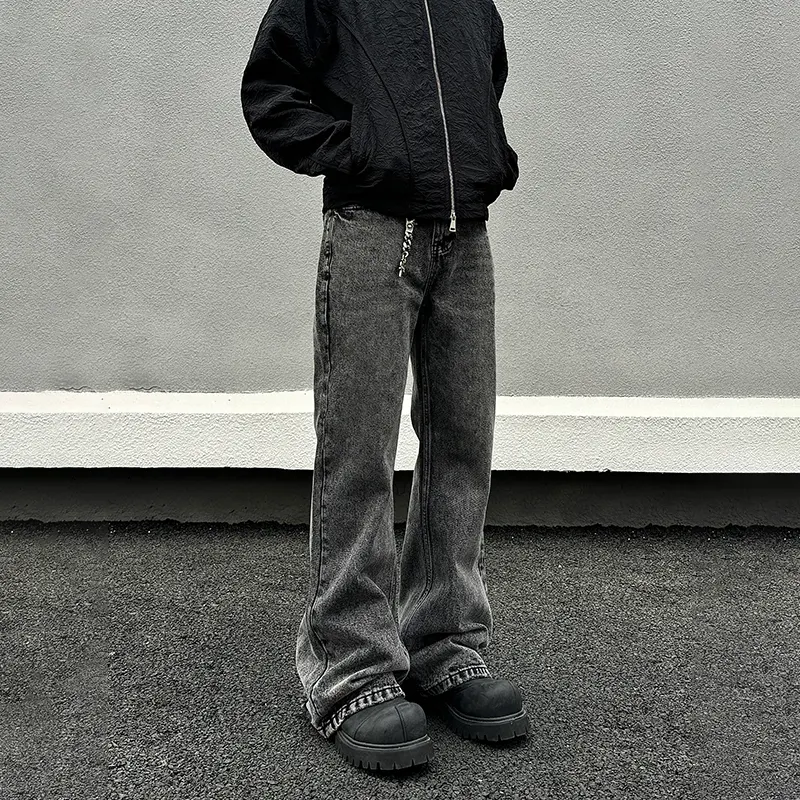 Jeans Skinny Grises Desgastados para Hombre Pantalones Rectos Lavados Ajuste Moderno, Comodidad y Estilo Casual — foto 1