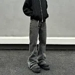 Jeans Skinny Grises Desgastados para Hombre Pantalones Rectos Lavados Ajuste Moderno, Comodidad y Estilo Casual — foto 1
