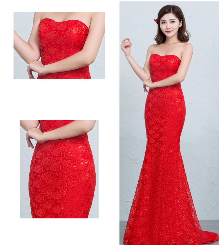 Sequined lace waist fishtail wedding dress, a stunning choice. Exude elegance and charm on your special day. Feel beauti — photo 11