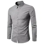 Camisa social masculina slim de manga longa e cor lisa com lapela. Perfeita para o ambiente de negócios, oferecendo elegância e conforto. — foto 3