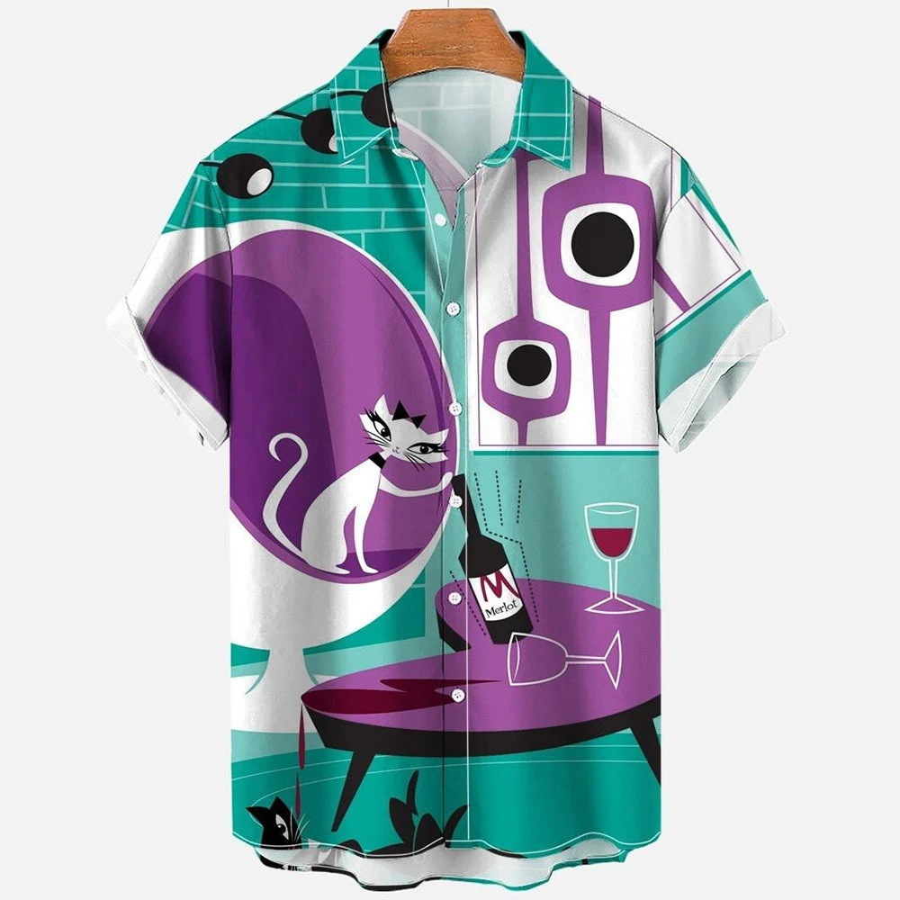 Title 6, Camisa grande con estampado digital para hombre...