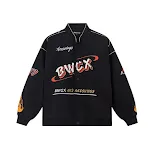Jaqueta Racing Americana Primavera Verão Bordada Motocicleta Fina Casal. Casaco leve e estiloso para casais, perfeito para o verão. — foto 5