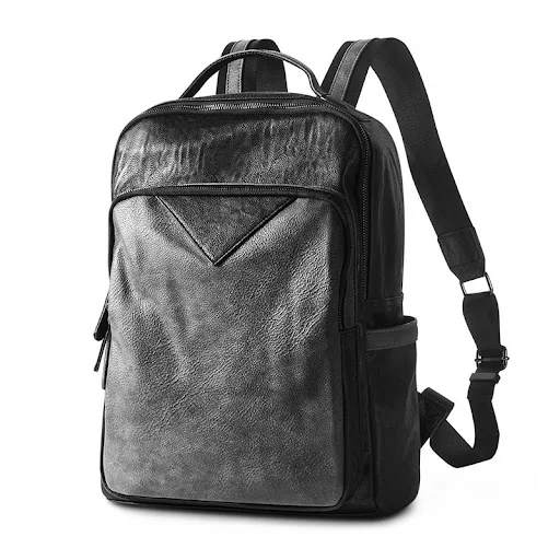Title 6, Wasserdichter schwarzer PU-Leder-Rucksack für H...