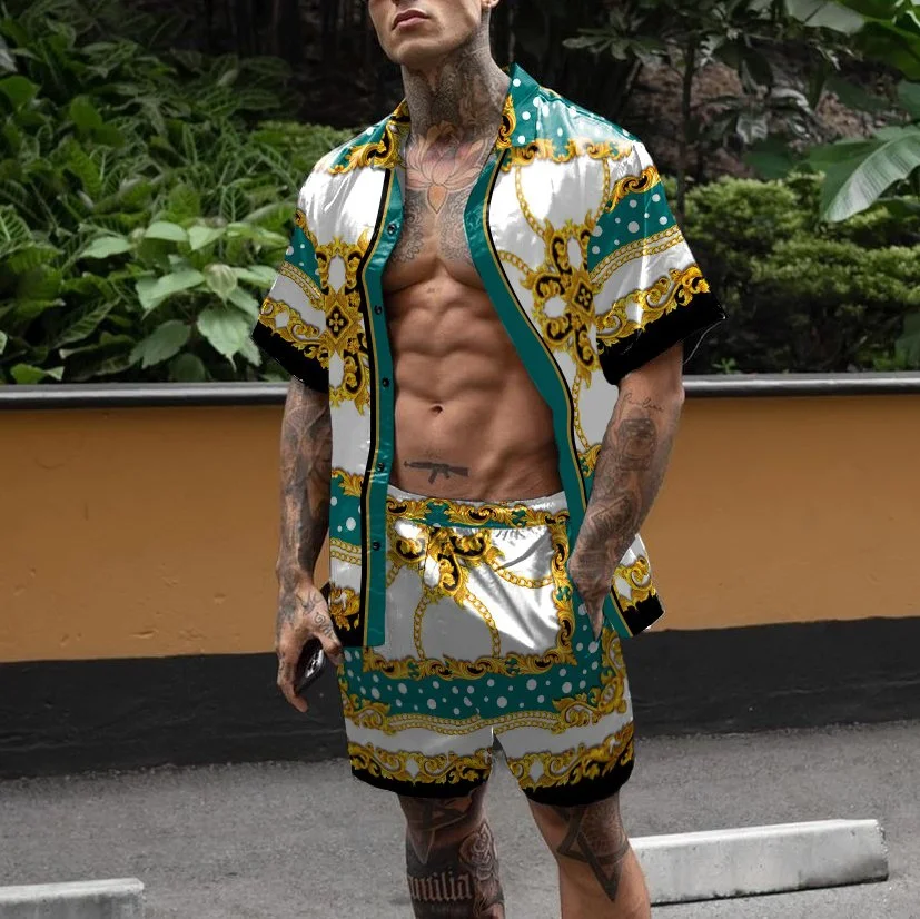 Title 2, Loose Shirt Casual Mens Shorts Short Sleeve Suit