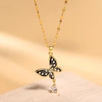 Colar de borboleta com pingente de borla, pérola com temperamento, óleo pingando, design avançado, joia versátil e elegante. — foto 4