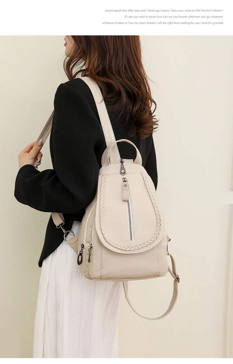 Nova Mochila Feminina de Couro Macio Grande Capacidade, Confortável e Versátil, Ideal para uso diário e viagens — foto 12
