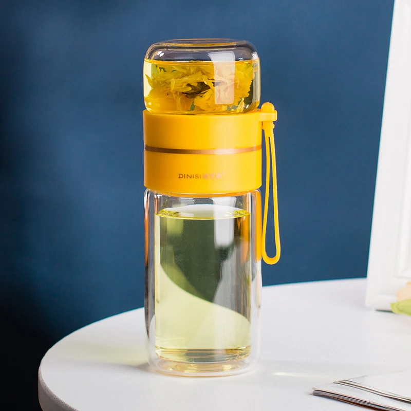 Glass Water Bottle with Tea Infuser Filter Tea Separation Double Wall Glass Bottle Leakproof Enjoy fresh tea on the go a — photo 18