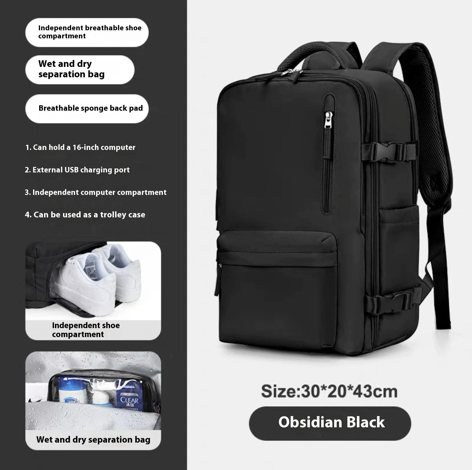 Mochila de viagem de grande capacidade para estudantes e escola, espaçosa e resistente, perfeita para viagens e uso diário. — foto 14