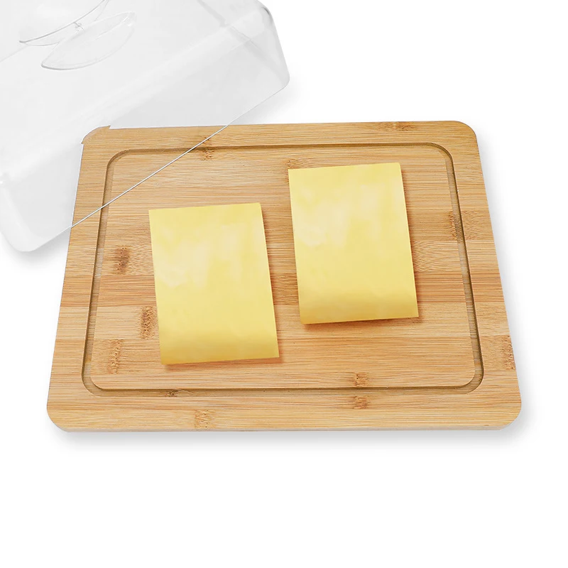 Title 8, Bamboo Butter Box With Lid Transparent Cheese S...