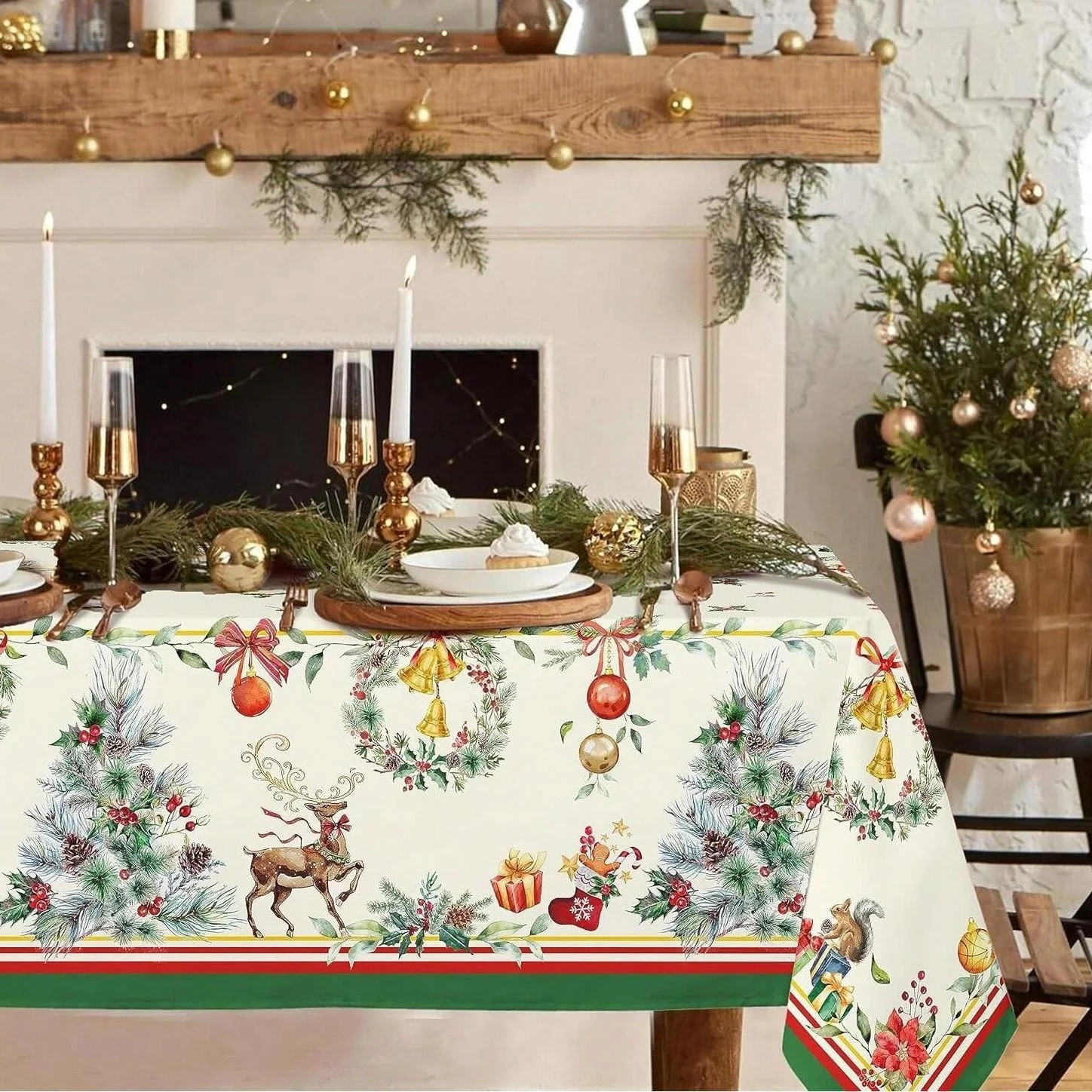 Square coffee table, waterproof cloth round tablecloth, polyester dining table cover, perfect for protecting and decorat — photo 11