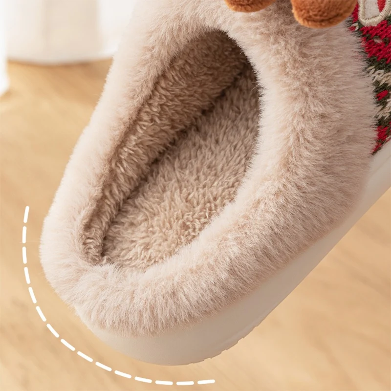 Title 8, Cute Christmas Elk Plush Slippers for Women, Wi...