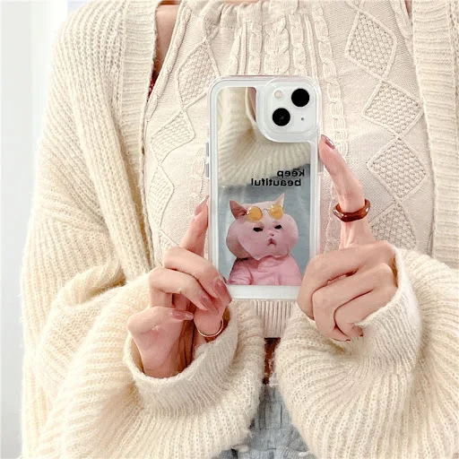 Title 4, Capa de celular espelho engraçada e fofa para c...