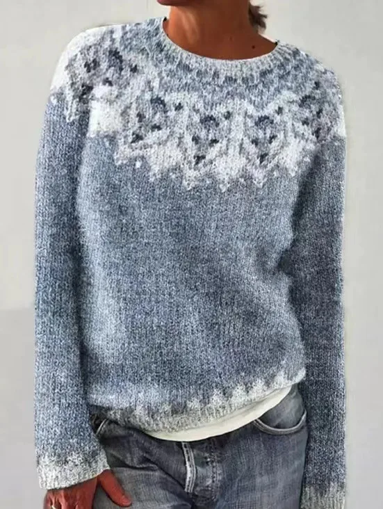 Title 1, Womens Round Neck Multicolor Loose Fashion Pul...