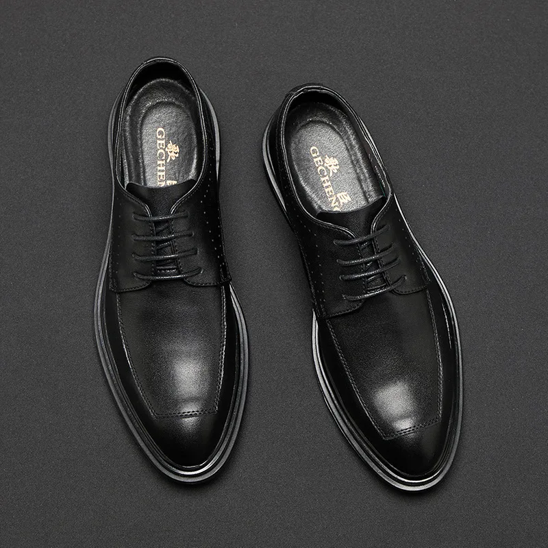 Trendy jonge Britse zakelijke casual leren schoenen met spitse neus, stijlvol en comfortabel voor elke dag. — foto 4