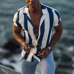 Men's Short-sleeved Mercerized Cotton Striped Shirt. Cool, comfortable, and stylish for warm weather. Perfect for casual — photo 1