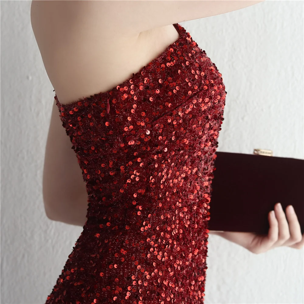 Title 9, Handmade Beaded Single-Shoulder Sequin Fishtail...