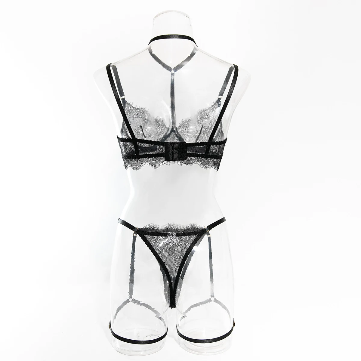 Title 6, Lingerie terno oco renda halter anel de perna d...