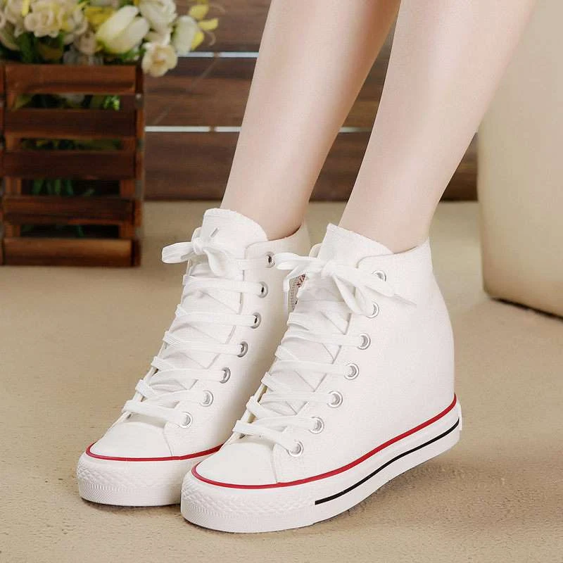 Canvas Shoes Women's Shoes High-Top Shoes Ladies Students White Shoes Comfortable and stylish footwear, perfect for ever — photo 1