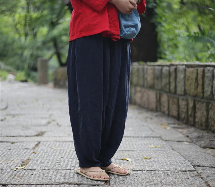 Retro Wind Sand Wash Thick Linen Loose Trousers for relaxed style and all-day comfort. Perfect for casual wear, offering — photo 5