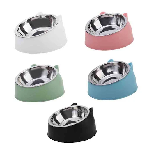 100ML Cat Dog Bowl 15 Degrees Raised Non Slip Puppy Base Cat Food Drinking Water Feeder Tilt Safeguard Neck Pet Bowl Acc — photo 1