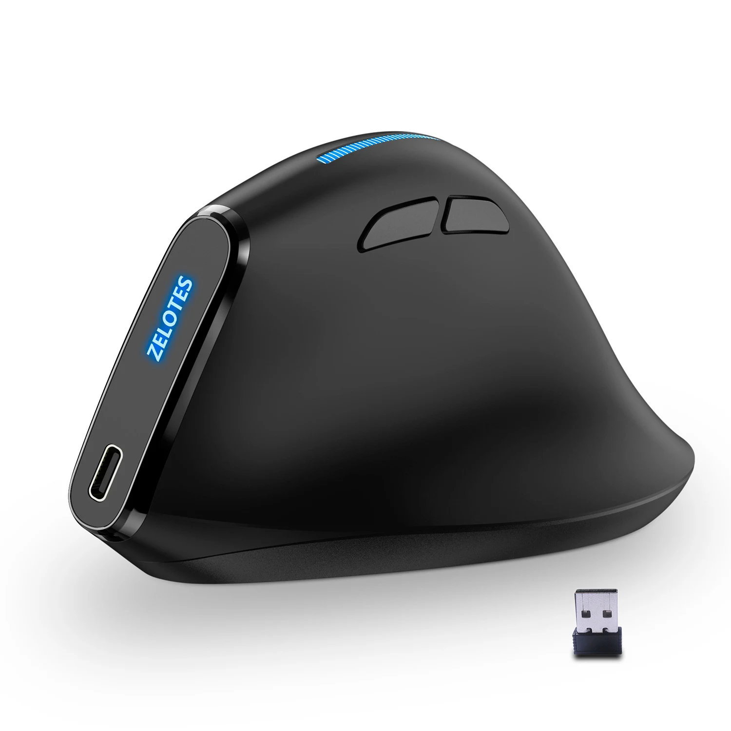 Mouse ergonômico vertical sem fio com carregamento, design confortável para uso prolongado, reduz a tensão, carregamento sem fio prático. — foto 11