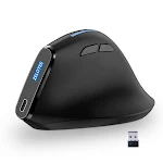 Mouse ergonômico vertical sem fio com carregamento, design confortável para uso prolongado, reduz a tensão, carregamento sem fio prático. — foto 11