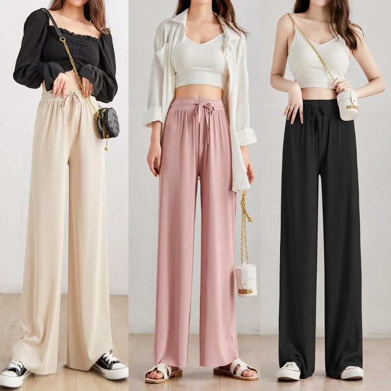 Title 1, Womens Ice Silk Wide-leg Slimming Casual Pants...