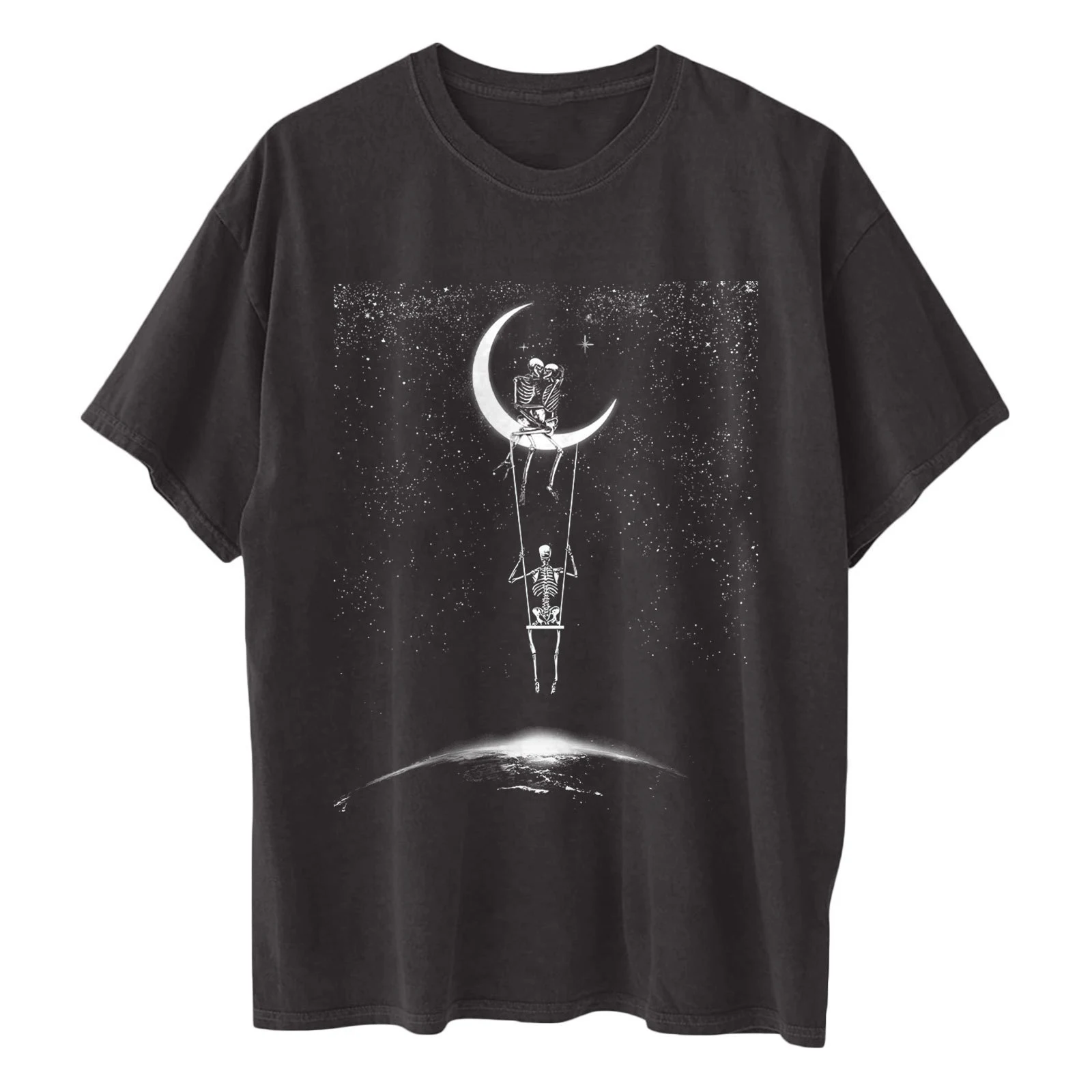 Title 4, Halloween Sun Moon Skull Print Short Sleeve T-s...