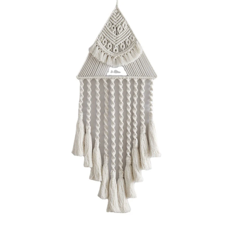 Pendente de filtro dos sonhos triangular artesanal para decoração da casa, tecelagem manual, design exclusivo para um ambiente sereno e especial — foto 3