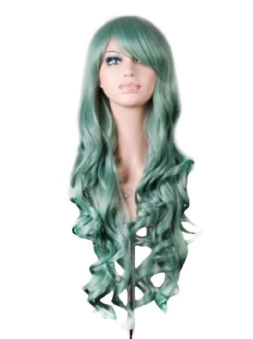 Peruca Cosplay Anime Sereia Vermelho Escuro Cabelo Longo Cacheado Ideal para Festas e Eventos Torne-se uma Sereia Fantástica — foto 2