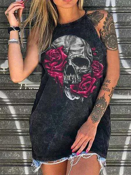 Title 4, Loose printed sleeveless cotton shirts and tops...