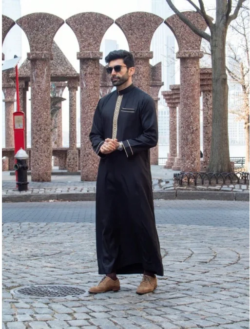 Muslim Middle East Long Sleeve Embroidered Casual Ethnic Robe Men's Comfortable Everyday Wear Oriental Style Modest Fash — photo 3