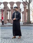 Muslim Middle East Long Sleeve Embroidered Casual Ethnic Robe Men's Comfortable Everyday Wear Oriental Style Modest Fash — photo 3