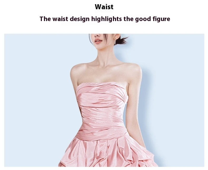 Title 8, Sexy Tube Top Backless Waist-tight Pleating Dress