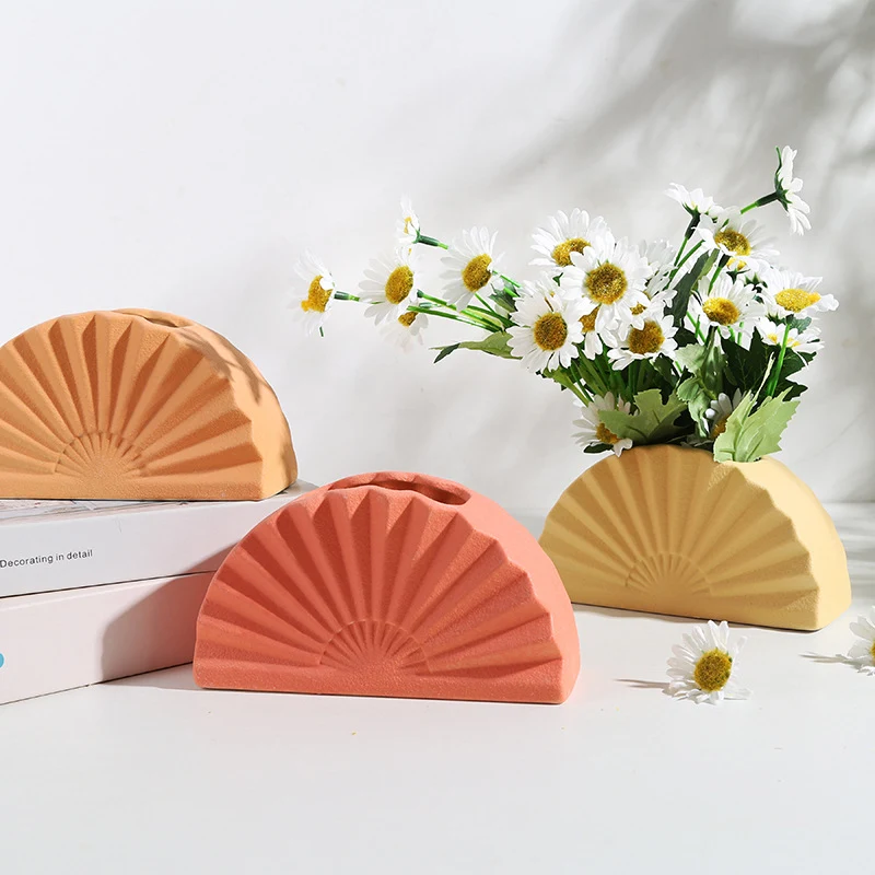 Large Fan-shaped Nordic Ceramic Vase, Art Decoration for Home, Modern Scandinavian Design, Beautiful and Stylish, Perfec — photo 3