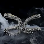 Pulseira cobra preta prateada masculina Estilo retrô Acessório estiloso para homens Joia vintage que complementa seu visual Design único e marcante — foto 1