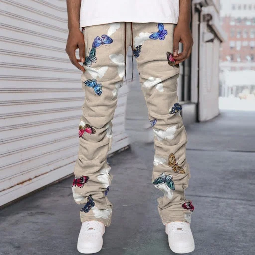 Title 6, Mens Fashion Casual Baggy Straight Trousers Ex...