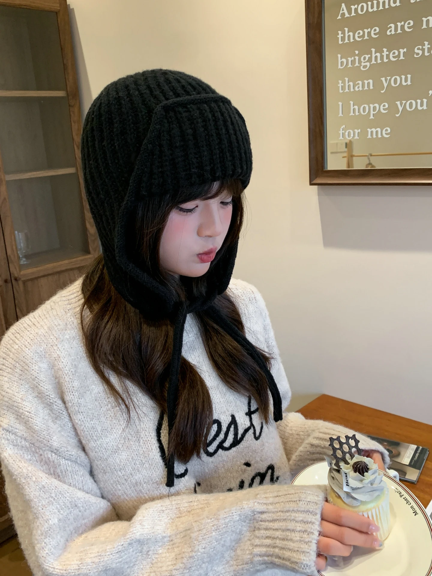 Title 3, Casual And Sweet Cute Earflaps Warm Knitted Hat...