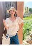 Niche Design Lace Shirt Short Sleeve Summer Embroidery French Small Top, a stylish and comfortable choice for warm days. — photo 17