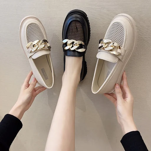 Title 7, Womens leather shoes with breathable mesh, blu...