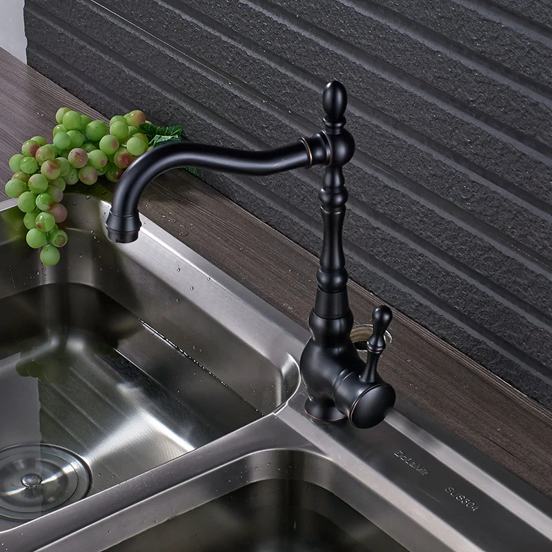 Title 5, Black Bronze Kitchen Sink with Ceramic Handle F...