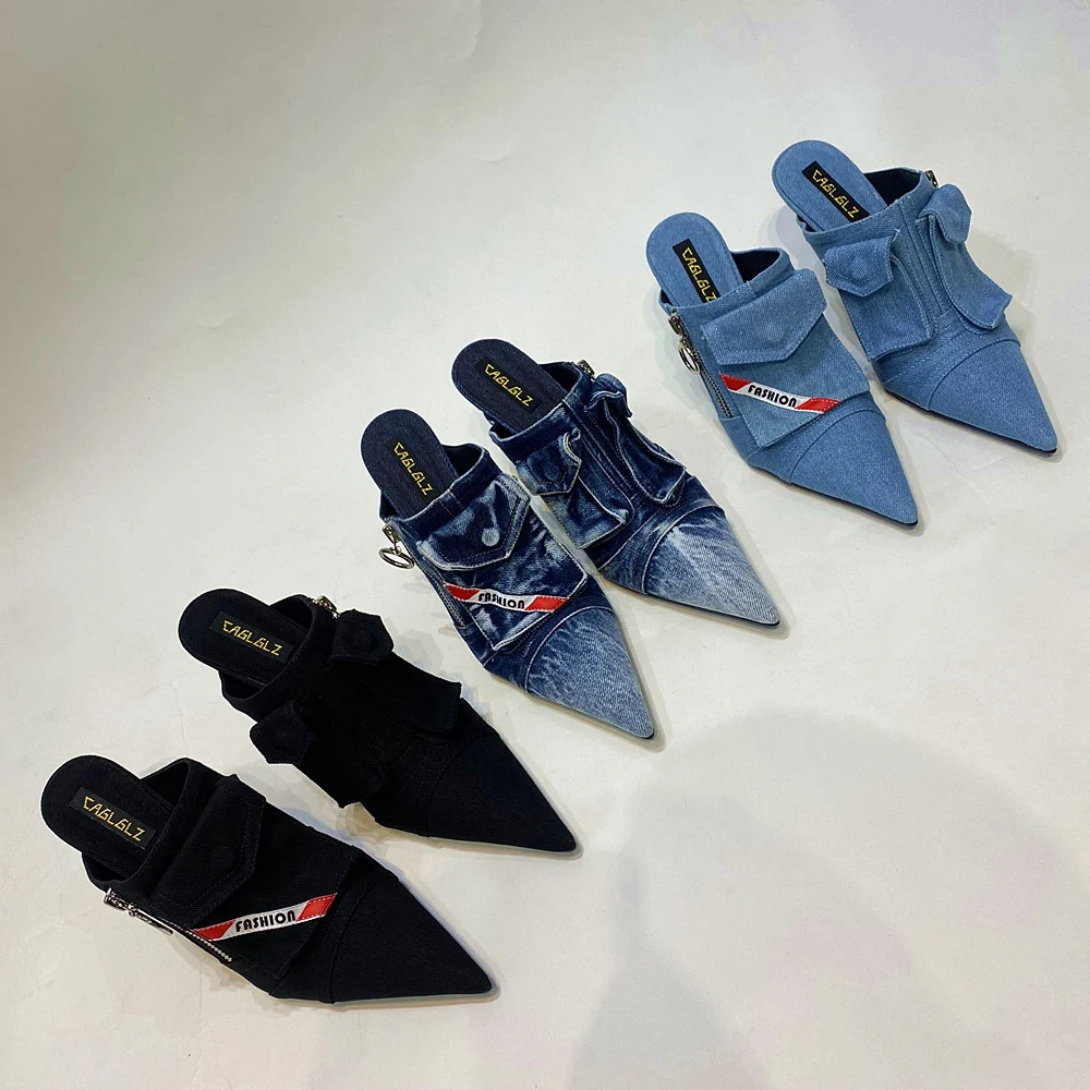 Nieuwe High Heel Slippers met Spitse Neus — foto 13