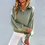 Suéter feminino casual de cor sólida, manga longa, perfeito para looks confortáveis e estilosos no dia a dia, versátil e moderno. — foto 3