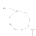 Colar Feminino Bola com Espaçador de Pérola e Strass Prata 925. Elegância e Brilho. — foto 1