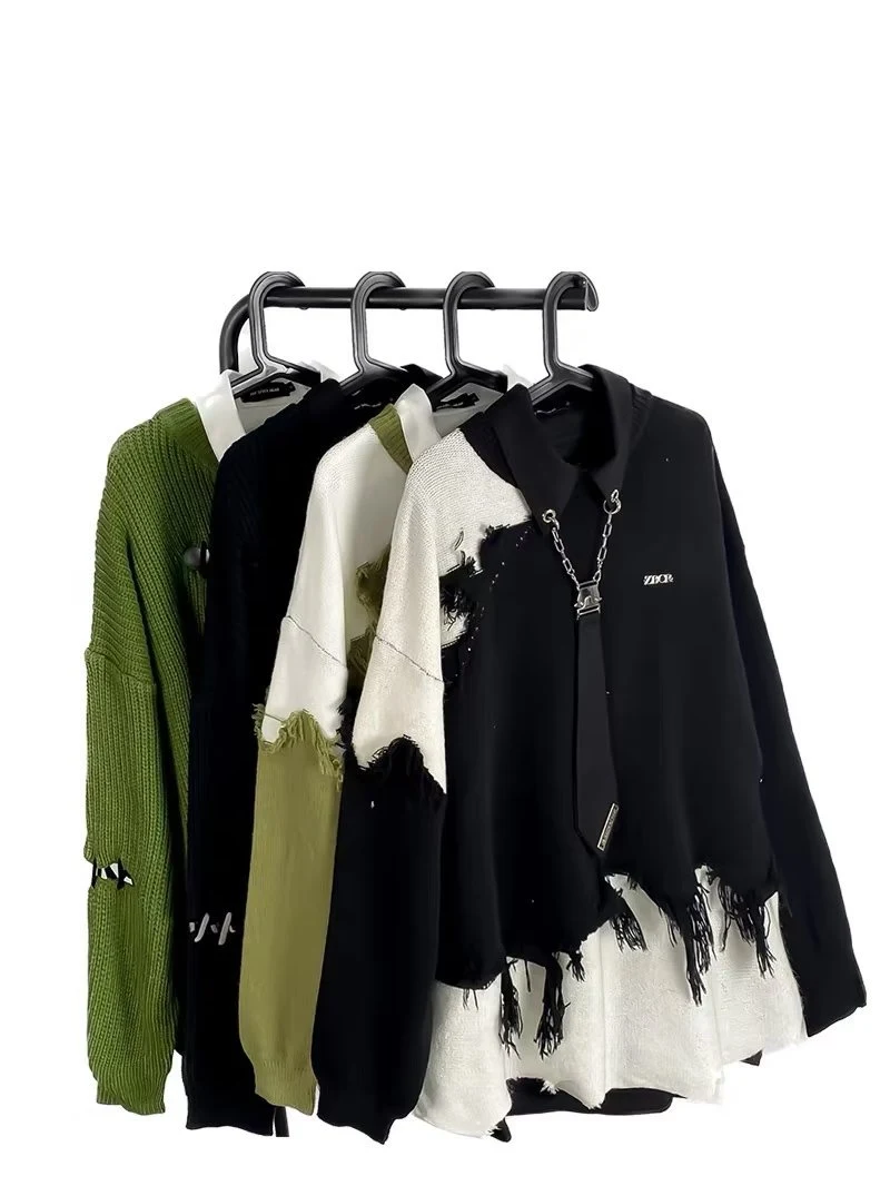 Title 3, Fashion Retro Tassel Irregular Sweater for Men,...