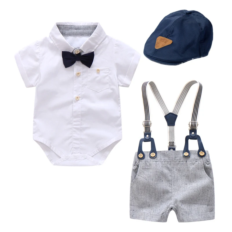 Macacão de verão para bebê menino, estilo cavalheiro, novo, venda de fábrica, europeu e americano com chapéu, ideal para o seu pequeno. — foto 16