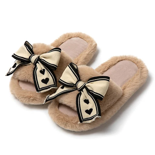 Title 7, Womens Love Heart Bow Tie Opening Cotton Slipp...
